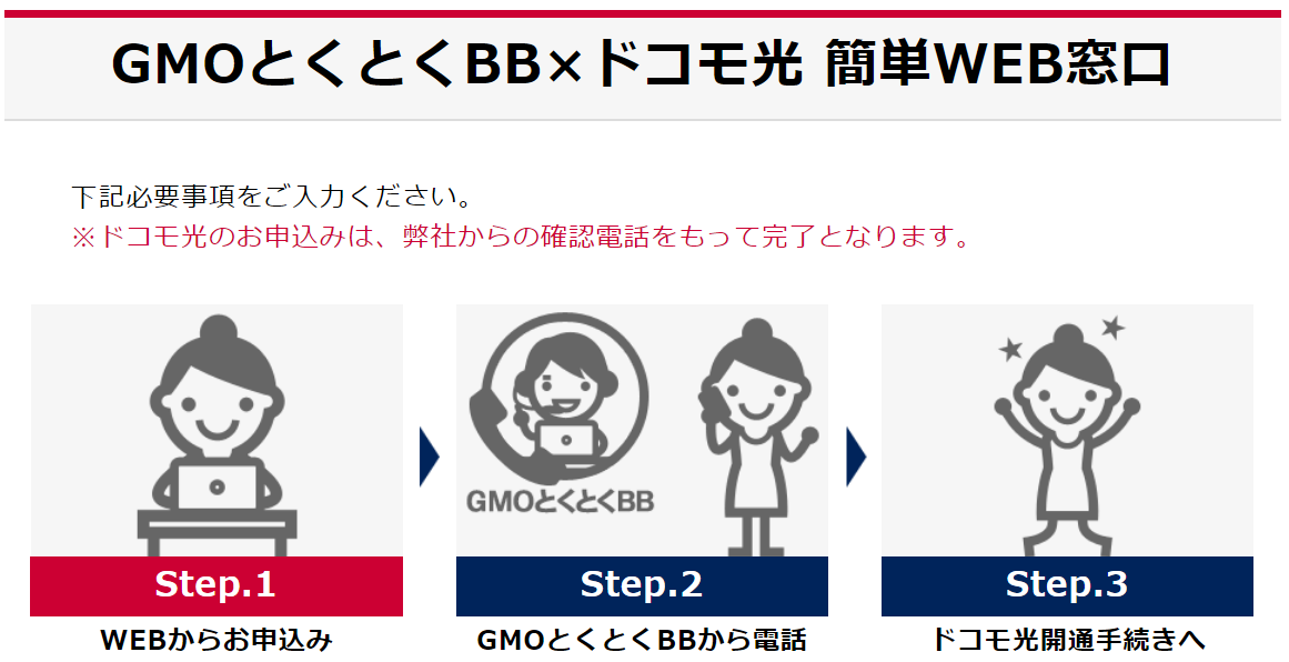 GMOとくとくBB×ドコモ光 簡単WEB窓口