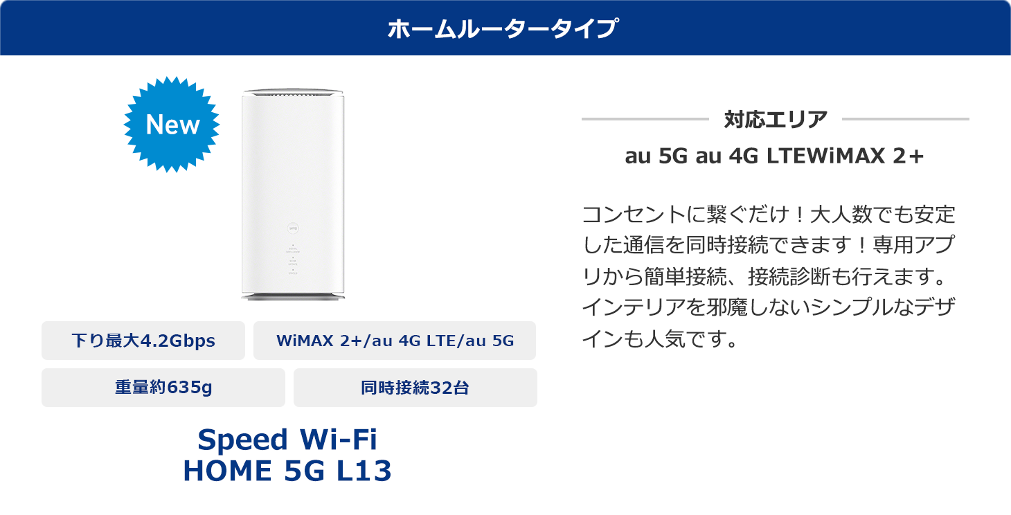 最新端末ラインナップ　homerouterタイプ