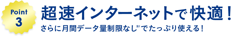 Point3 超速インターネットで快適！