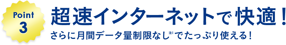Point3 超速インターネットで快適!