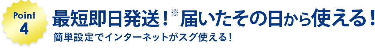 Point4 最短申込当日に発送可能！