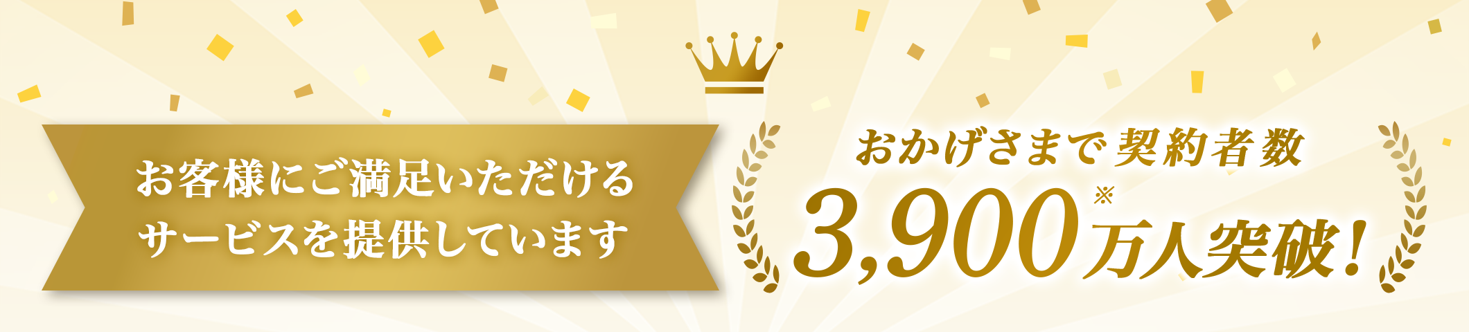 お客様にご満足いただけるサービスを提供しています。 おかげさまで契約者数3900万人突破！