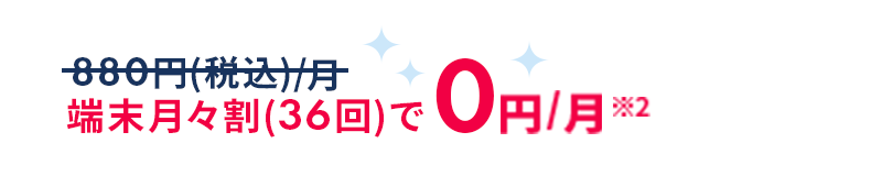端末月々割(36回)で0円/月