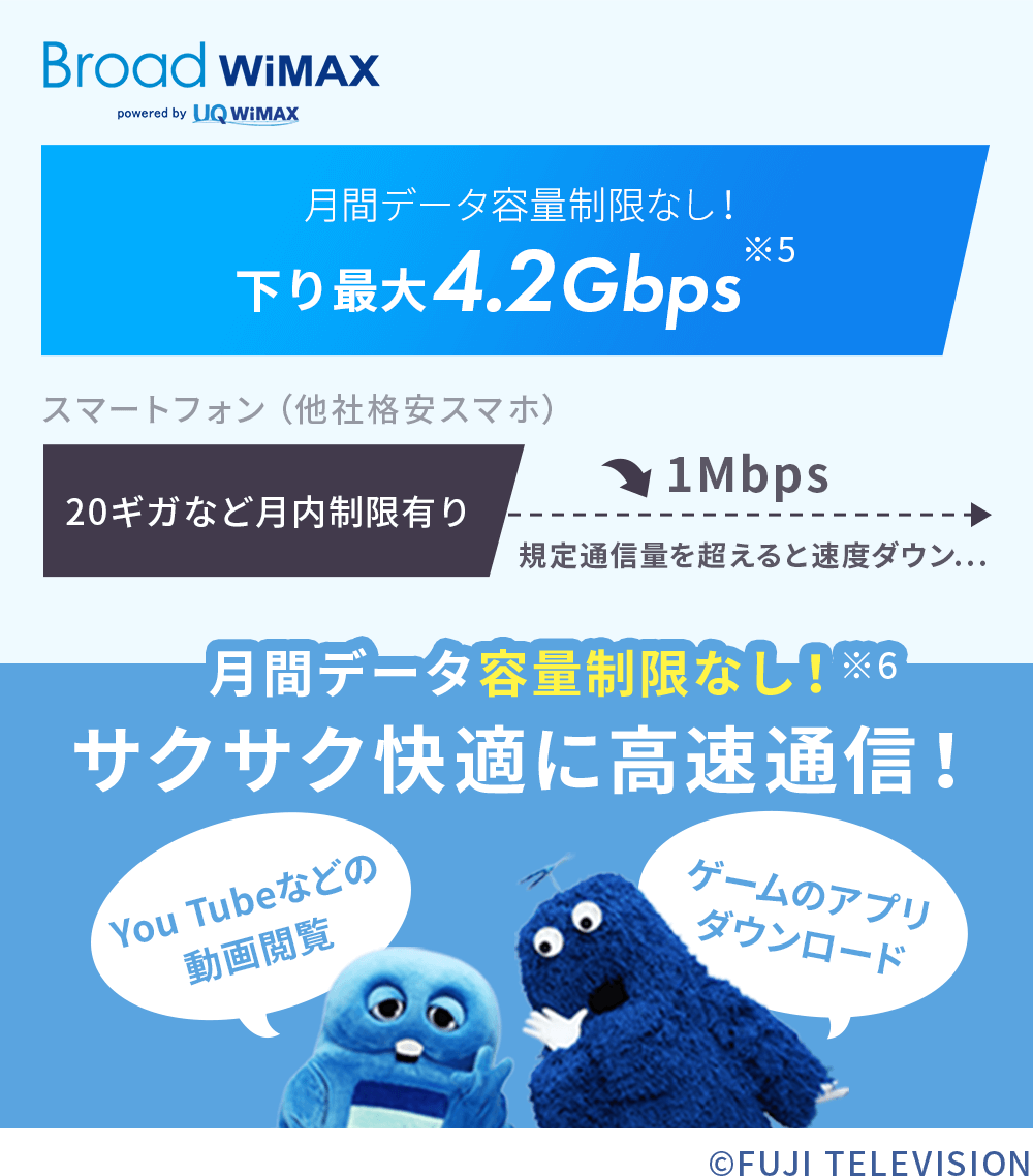 月間データ容量制限なし