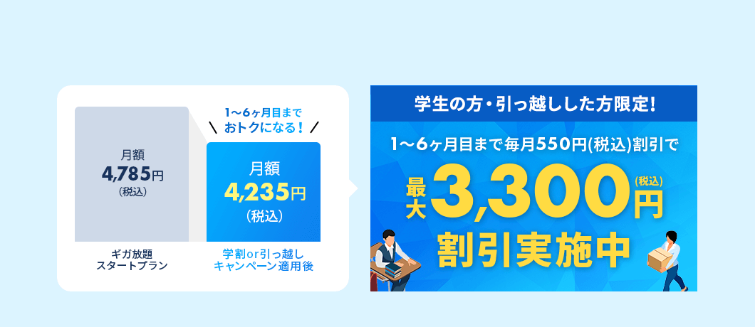 さらに！学割・引っ越しキャンペーン開催中！