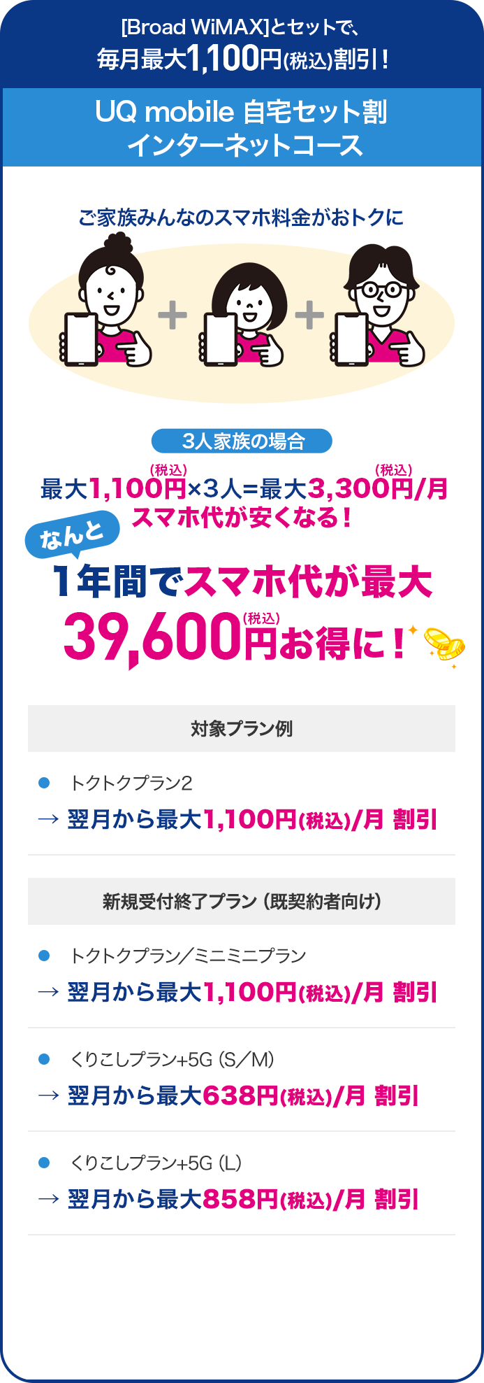 WiMAX（ワイマックス）とau・UQmobileスマホのセット割 | 【公式