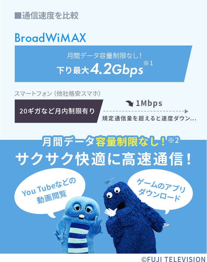 BroadWiMAX　月間データ容量制限なし！下り最大4.2Gbps