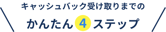 キャッシュバック受け取りまでのかんたん4ステップ