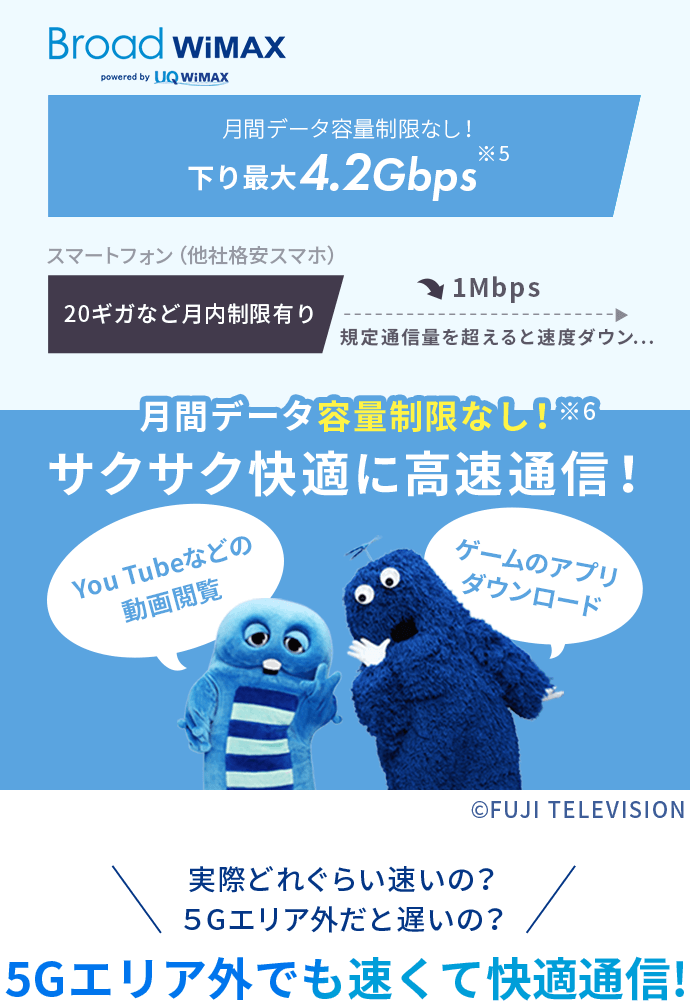 月間データ容量制限なし